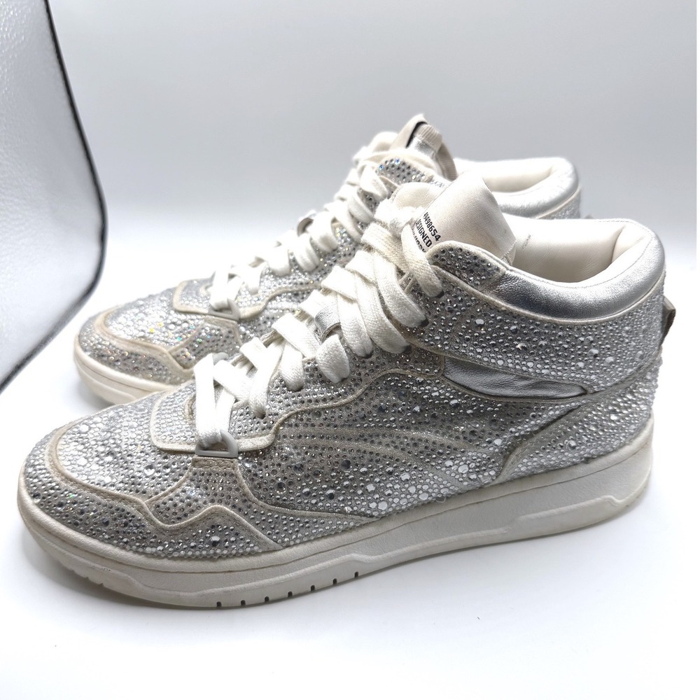 Steve Madden Evans Sneakers Womens 9M Silver good Rhinestone High Top